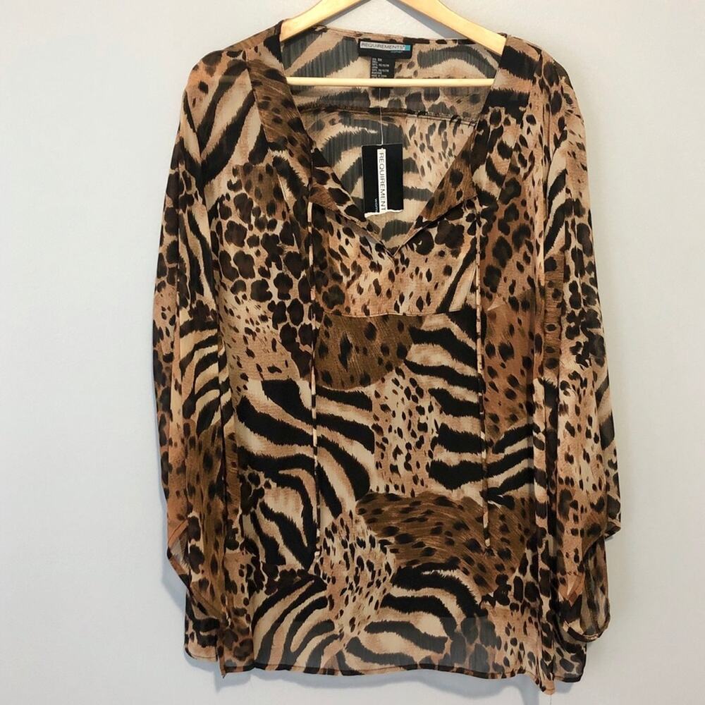 Requirements leopard layered peasant top size 3x plus nWT